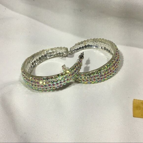 Iridescent Gemstone Lined Hoops (UC3) - Picture 7 of 7